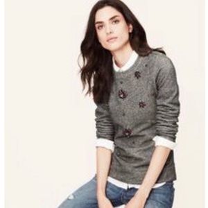 LOFT | Gray Embellished Jeweled Sweatshirt Sz. XL